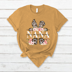 Lofaris Personalized Flower Leopard Bunny Nana Easter T-Shirt