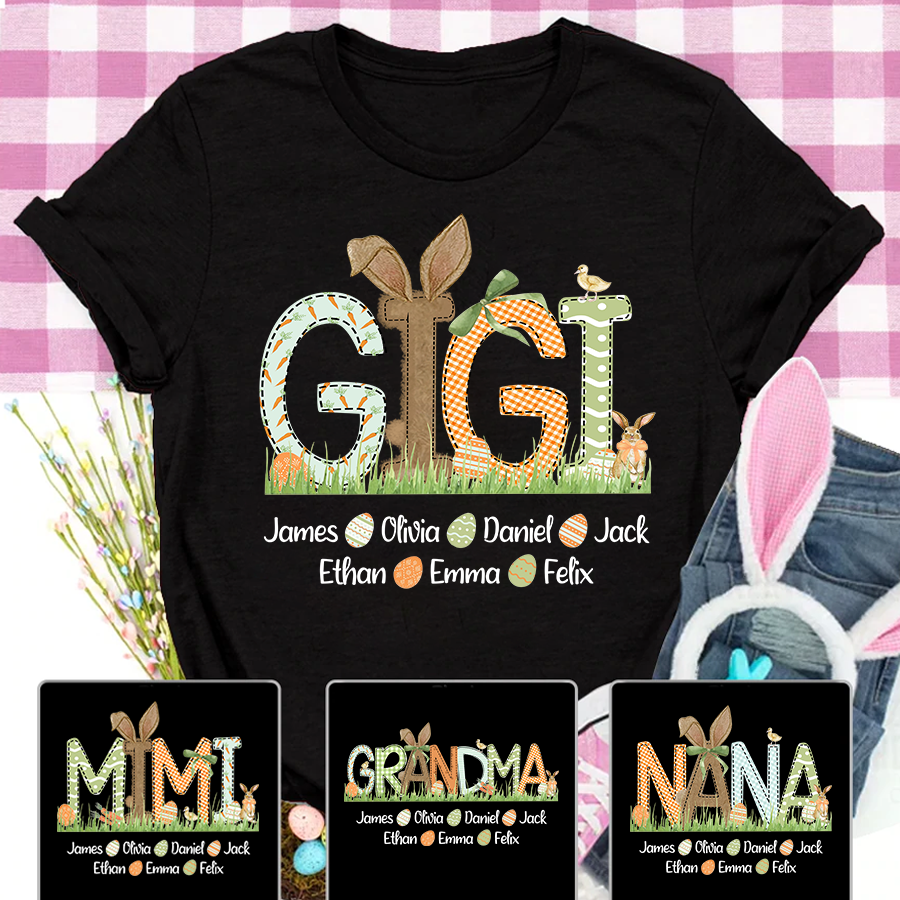 Lofaris Personalized Gigi And Kids Eggs Easter T-Shirt