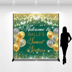 Lofaris Personalized Glitter Balloon Light Birthday Backdrop