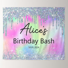 Lofaris Personalized Glitter Rainbow Bokeh Birthday Backdrop