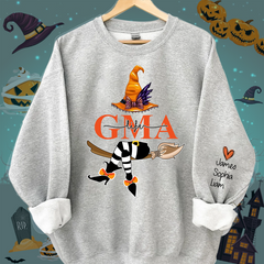 Lofaris Personalized Nana Life Witch Halloween Shirt Custom Grandma With Grandkids Name On The Sleeve Sweatshirt Gift for her