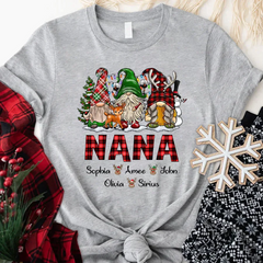 Lofaris Personalized Gnomes Grandma Kids Christmas T-Shirt