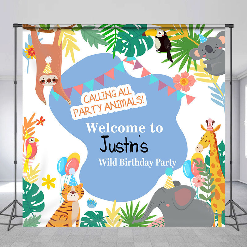 Lofaris Personalized Go Wild Safari Kids Birthday Backdrop