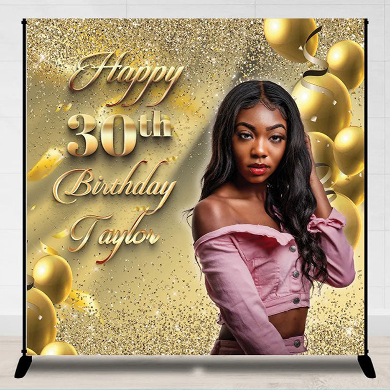 Lofaris Personalized Gold 30th Birthday Backdrop With Photo