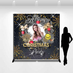 Lofaris Personalized Gold Snowflake Christmas Party Backdrop