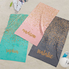 Lofaris Personalized Gold Sparkling Beach Towel With Name