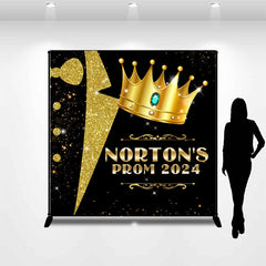 Lofaris Personalized Golden Crown Glitter Backdrop For Prom