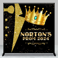 Lofaris Personalized Golden Crown Glitter Backdrop For Prom