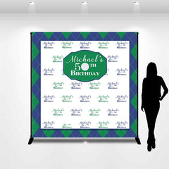 Lofaris Personalized Golf 50th Birthday Blue Green Backdrop