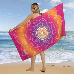 Lofaris Personalized Gradient Mandala Flower Name Beach Towel