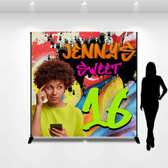 Lofaris Personalized Graffiti Wall Sweet 16 Birthday Backdrop