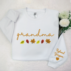 Lofaris Personalized Grandma Autumn Leaves Kids Sweatshirt