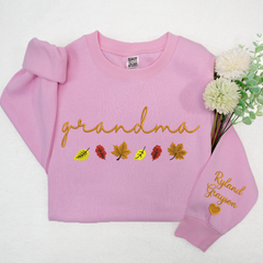 Lofaris Personalized Grandma Autumn Leaves Kids Sweatshirt