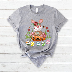 Lofaris Personalized Grandma Bunny Easter Egg Kids T-Shirt