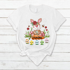 Lofaris Personalized Grandma Bunny Easter Egg Kids T-Shirt