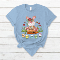 Lofaris Personalized Grandma Bunny Easter Egg Kids T-Shirt