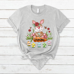 Lofaris Personalized Grandma Bunny Easter Egg Kids T-Shirt