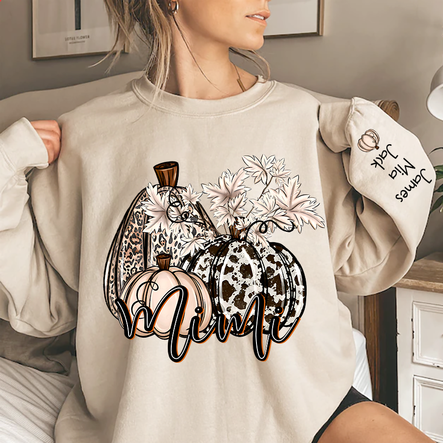 Lofaris Personalized Grandma Cowhide Pumpkin Fall Sweatshirt