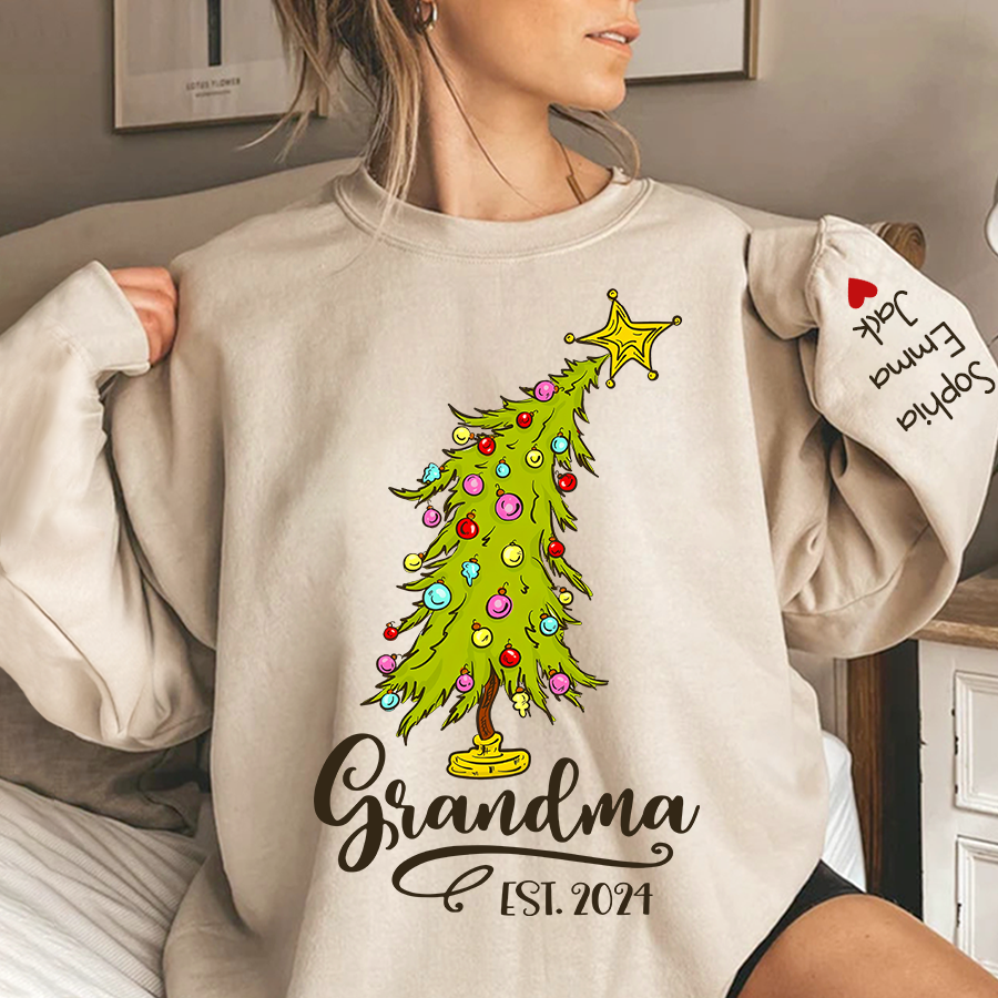 Lofaris Personalized Grandma Est Tree Christmas Sweatshirt