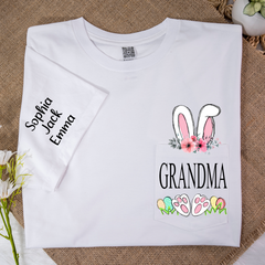 Lofaris Personalized Grandma Grandkids Pocket Easter T-Shirt