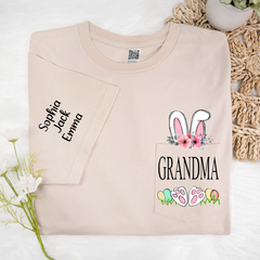 Lofaris Personalized Grandma Grandkids Pocket Easter T-Shirt