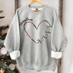 Lofaris Personalized Grandma Heart Light Christmas Sweatshirt