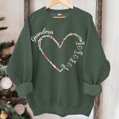 Lofaris Personalized Grandma Heart Light Christmas Sweatshirt