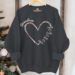 Lofaris Personalized Grandma Heart Light Christmas Sweatshirt