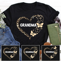 Lofaris Personalized Grandma Butterfly Sweatshirt Custom Nickname With Grandkids Heart Leopard