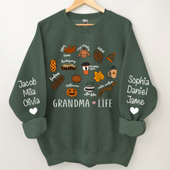 Lofaris Fall Pumpkin Grandma Life and Kids Custom Name CTH01 Sweatshirt