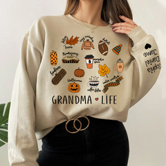 Lofaris Fall Pumpkin Grandma Life and Kids Custom Name CTH01 Sweatshirt