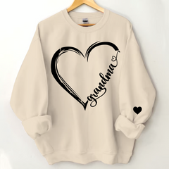 Lofaris Personalized Grandma Love Kids Name Heart Sweatshirt