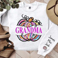 Lofaris Personalized Grandma Painted Pumpkin Fall Sweatshirt