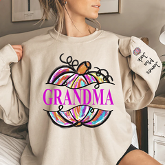 Lofaris Personalized Grandma Painted Pumpkin Fall Sweatshirt