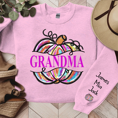 Lofaris Personalized Grandma Painted Pumpkin Fall Sweatshirt