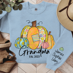 Lofaris Personalized Grandma Pumpkin Fall Autumn And Kids Sweatshirt Gift TH