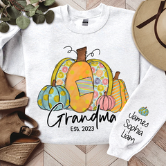 Lofaris Personalized Grandma Pumpkin Fall Autumn And Kids Sweatshirt Gift TH