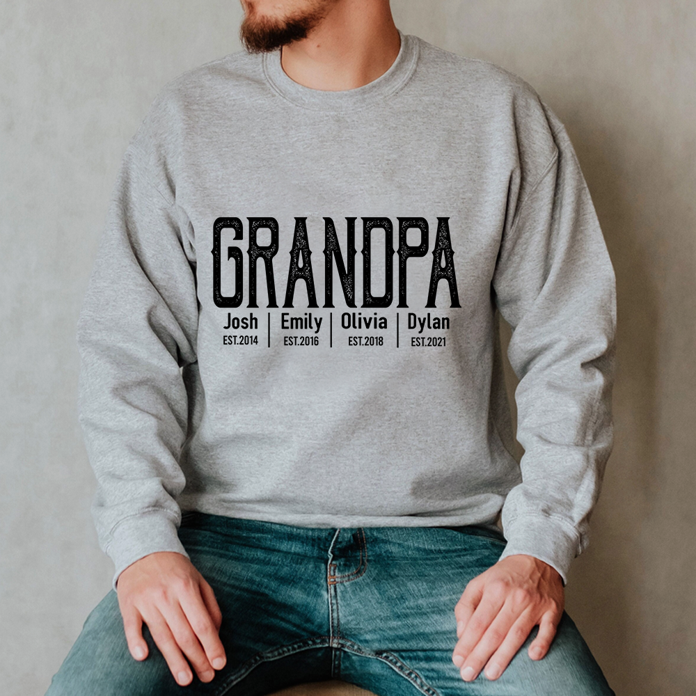 Lofaris Personalized Grandpa Grandkids Names Est Sweatshirt