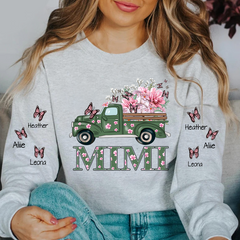 Lofaris Personalized Green Truck Floral Butterfly Sweatshirt