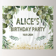 Lofaris Personalized Greenery Leaves Birthday Party Backdrop