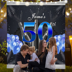 Lofaris Personalized Grey Champagne 50th Birthday Backdrop