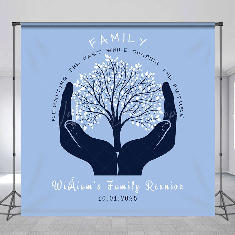 Lofaris Personalized Hands Hold Tree Family Reunion Backdrop