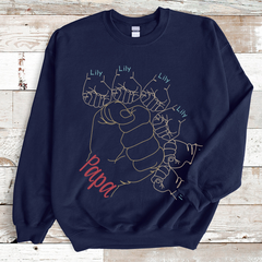 Lofaris Personalized Hands Papa Grandkids Vintage Sweatshirt