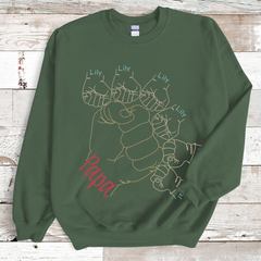 Lofaris Personalized Hands Papa Grandkids Vintage Sweatshirt