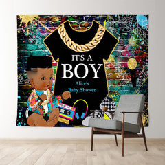 Lofaris Personalized Hip Hop Graffiti Baby Shower Backdrop