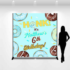 Lofaris Personalized Honk Blue Donuts 6Th Boy Birthday Backdrop