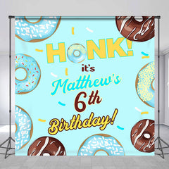 Lofaris Personalized Honk Blue Donuts 6Th Boy Birthday Backdrop