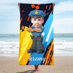 Lofaris Personalized Hug Policeman Beach Towel For Boy