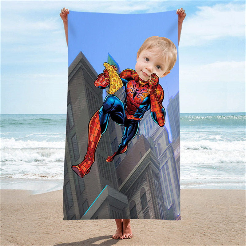 Lofaris Personalized Hungry Spiderhero Beach Towel With Photo