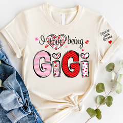 Lofaris Personalized I Love Being Grandma And Kids T - Shirt